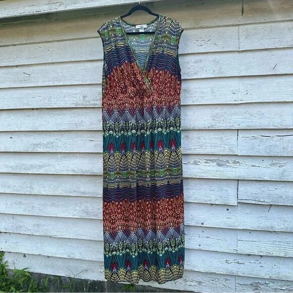 Moa Moa Maxi Dress with cap sleeves colorful - Picture 1 of 4